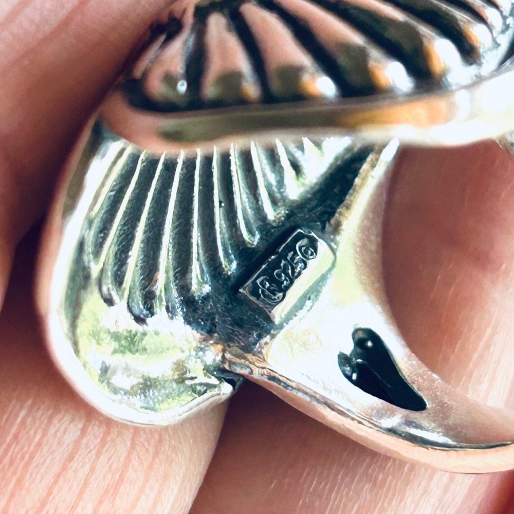 Signed Carolyn Pollack 925 Sterling Silver Heart Statement Ring EUC 15g Size 5 - Picture 11 of 15